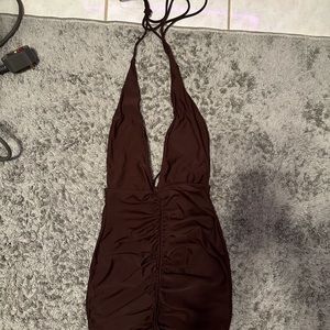 Backless, V neck dress